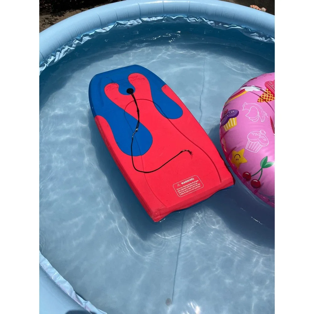 Morey Boogie Bodyboard Unisex One Size Blue Pink Swirl Foam Surf Board Leash